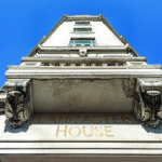 Vertical view of Lancaster House outside and above the reception access