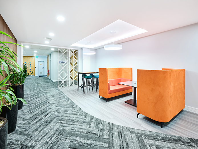 Breakout areas for meetings and collaborative working in high-quality refurbished offices to let Solihull