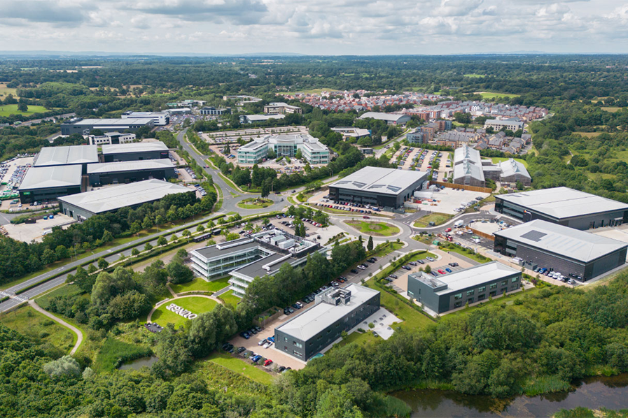 Aerial view of Birmingham Business Park, which accounted for 34% of take-up across 9 transactions in the Solihull office market 2023